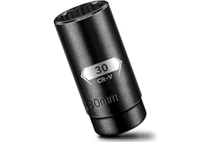 BLACKROBOT 30 mm 12-Point Deep Impact Socket, 1/2 Inch Drive, Metric, Cr-V Steel With Black Manganese Phosphate Coating
