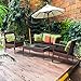 Tangkula 4 Piece Outdoor Furniture Set Patio Garden Pool Lawn Rattan Wicker Loveseat Sofa Cushioned Seat & Glass Top Coffee Table Modern Wicker Rattan Conversation Set (Brown)