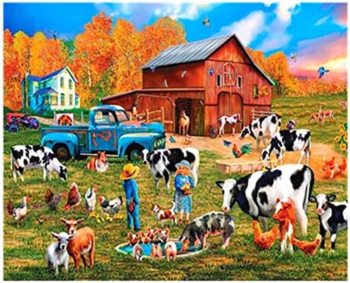 Lhyxh Happy Farm Diy Painting By Numbers Oil Paint Wall Art Pictures Decor For Home Decoration