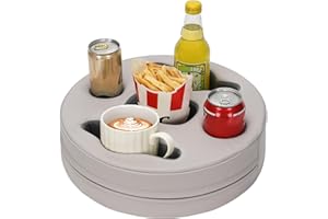 1MORE Couch Cup Holder Pillow- Couch Caddy | Couch Caddy Sofa Bed Buddy | Cup Holder Drinks, Snacks, Remote, Phones, Tablet for Couch, Sofa, Bed, Floor,RV, Boat,Car,Park, Beach and More.PU Grey