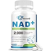 BEWORD Liposomal NAD 2000 Mg, 180 Capsules | 4-in-1 Formula with Liposomal NAD, Trans-Resveratrol, Non-GMO | Energy Support