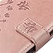 Teebo Wallet Case for Huawei P Smart (2018)/7S, with Kickstand Card Holders [Embossed Butterfly] Flower Premium PU Leather Magnetic Flip Case Cover for Huawei P smart/7S (Rose Gold)