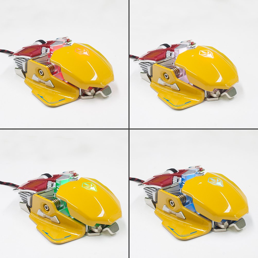 YCCTEAM Gaming Mouse with 4,000 DPI, Programmable 9 Buttons, USB Wired Gaming Mice for Pro Gamer (Red&Yellow)