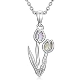 LONAGO Daisy/Sunflower/Tulip Necklace with Crystal/Chalcedony for Women 925 Sterling Silver Cirtine Floral Pendant Choker Jewelry Wedding Birthday Christmas Gifts for Wife Mom Girlfriend