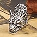 Mokiss 316L Stainless Steel Mens Fierce Black Wolf Skull Head Ring Size 7-13 Punk Jewelry