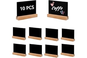 QRZLP 4 x 3 Inch Mini Chalkboards Signs, 10 Pcs Double Side Tabletop Chalkboard Signs with Wood Base Stands Rectangle Chalkboard for Food Labels Party Weddings Event Decorations.