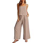 ANRABESS 2 Piece Sets for Women Outfits Lounge Matching Casual Travel Wide Leg Pants Crop Top Summer Vacation Beach Clothes