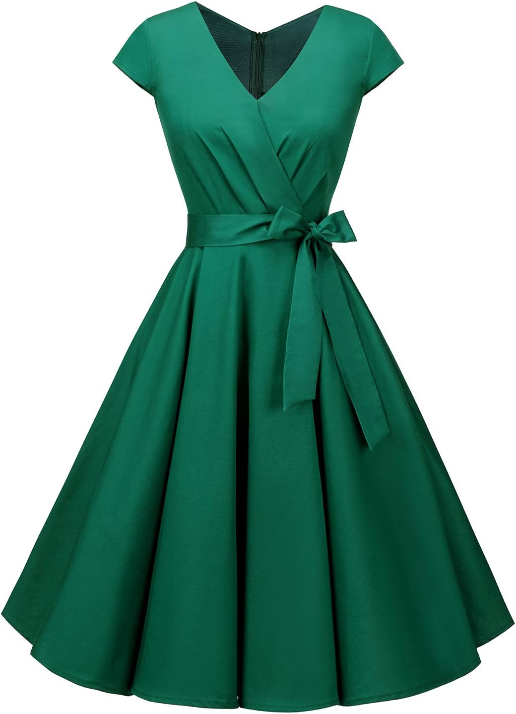 BeryLove Women's 1950s Vintage Pleated Rockbilly Dress Cap Sleeves Cocktail Party Swing Dress