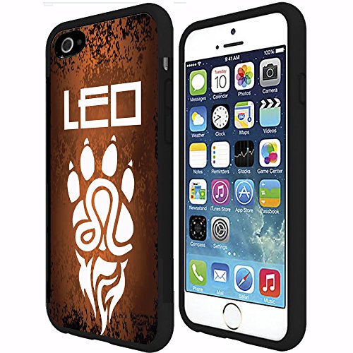 Orange and Black Leo Horoscope with White Paw Rubber Snap on Phone Case (iPhone 6 Plus) by Jayz Cases