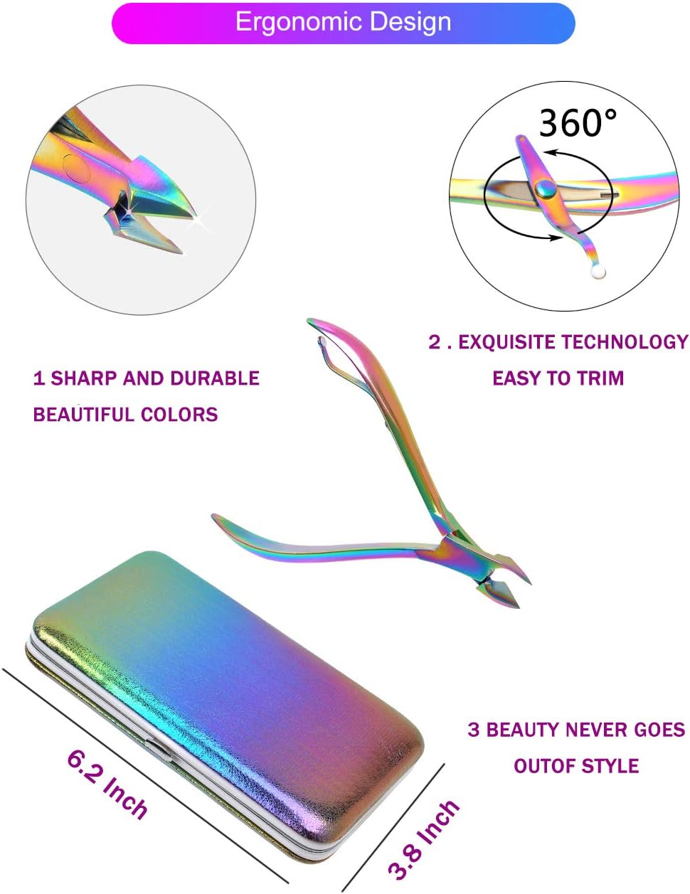 2020 New Rainbow Manicure Kits 18 Pcs Nail Clippers for Women Gift SFYDOM Women's Rainbow Leather Manicure Set (18-RainbowManicure Kits): Health & Personal Care