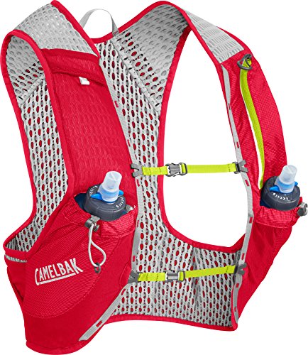 Camelbak Nano Vest 17-Ounce Quick Stow Flask Hydration Pack, Large, Crimson Red/Lime Punch