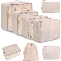 BAGAIL 8 Set Packing Cubes Luggage Packing Organizers for Travel Accessories