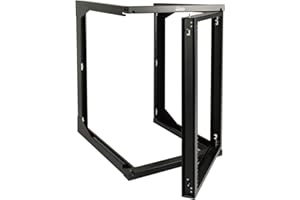 Tecmojo 15U Wall Mount Open Frame Network Rack, Swing Out Hinged Door 24 Inch Depth, Holds Network Servers and AV Equipment, Easy Rear Access to Equipment, Door Opens 180 Degrees from Either Side