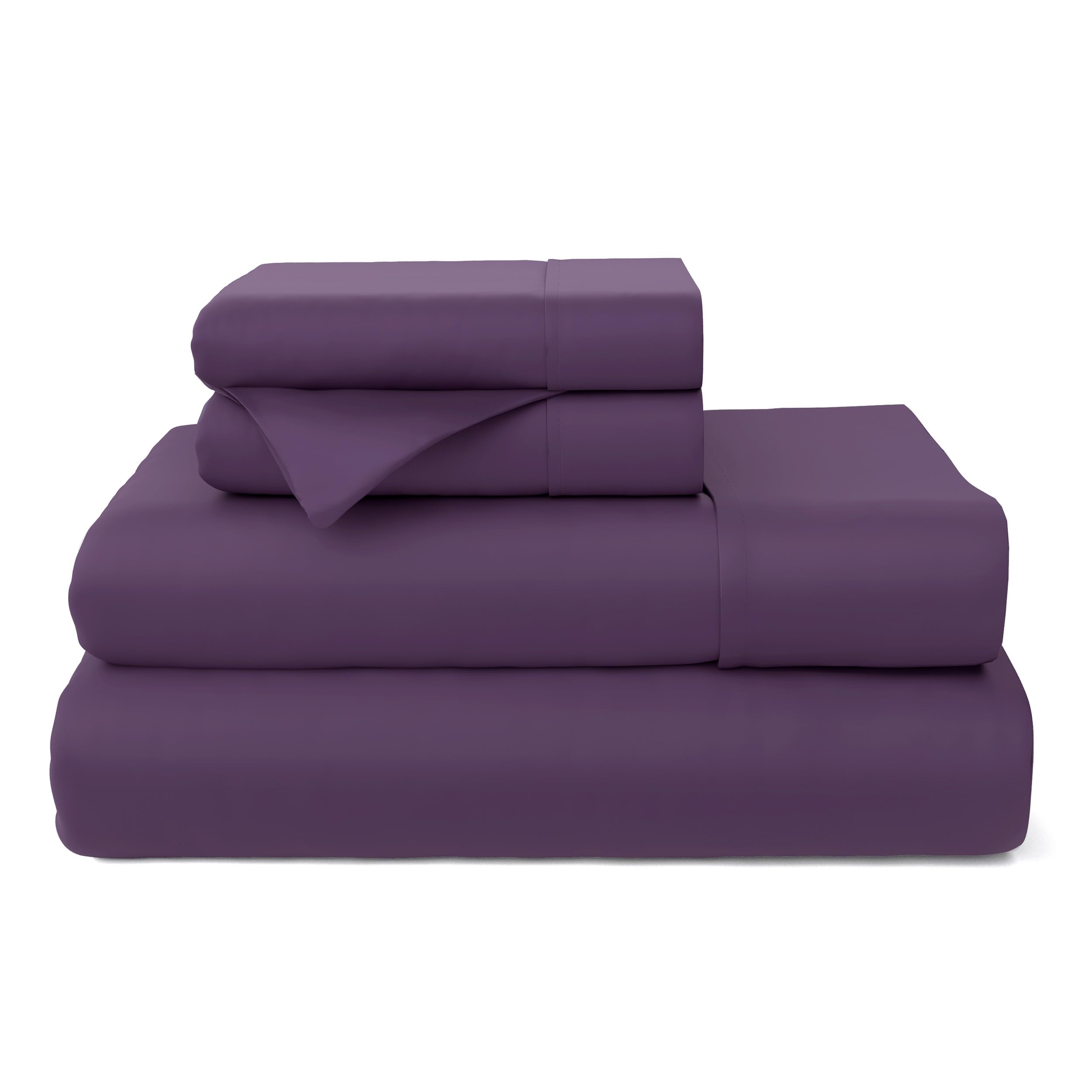 Photo 1 of Cosy House Collection 100% Rayon Derived from Bamboo Bed Sheet Set - Cooling, Breathable, Silky Soft 4-Piece Deep Pocket Bedding Set (California King, Purple)