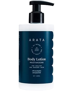 Arata Natural Moisturising Body Lotion with eucalyptus & Spearmint for Men & Women || All Natural,Vegan & Cruelty Free ||Intensive Nourishment|| Rejuvenates & Soothes Dry Skin -(300 ml)