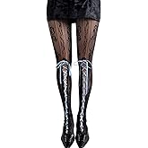 ShawGobow Floral Lace Tights,Lace-Up Bow Cute Stockings For Women,Christmas Kawaii Costume Size 0-20