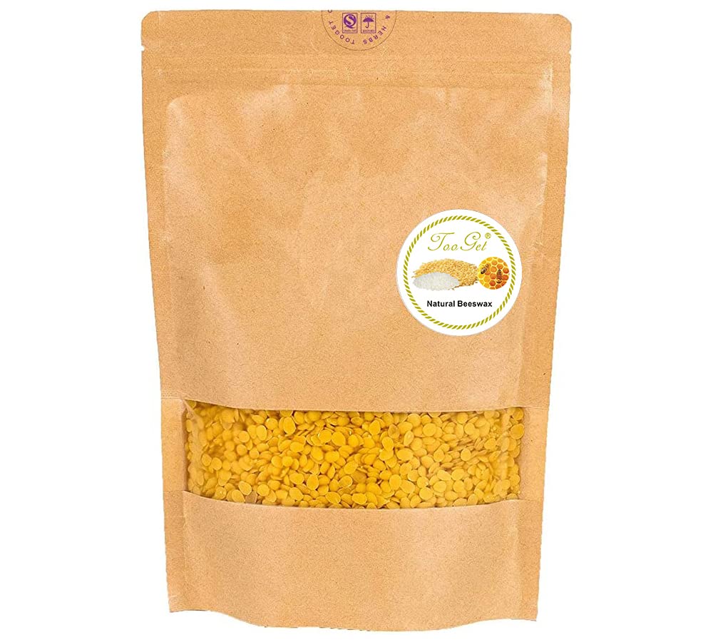 TooGet Pure Yellow Beeswax Pellets, Natural Beeswax Beads, Beeswax Pastilles - Premium Quality, Cosmetic Grade - 14 OZ