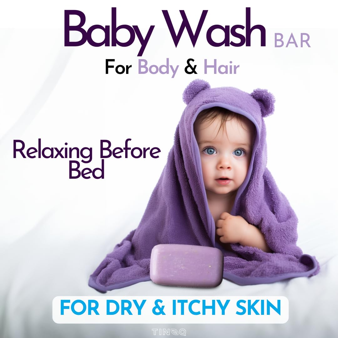 Baby Wash and Shampoo | Organic Baby Soap Bar | HYPOALLERGENIC Bath Soap Sensitive Skin | Relaxing Lavender Oil & Oatmeal | Fragrance-Free | Plastic Free | No SLS | Vegan | 2 Bars
