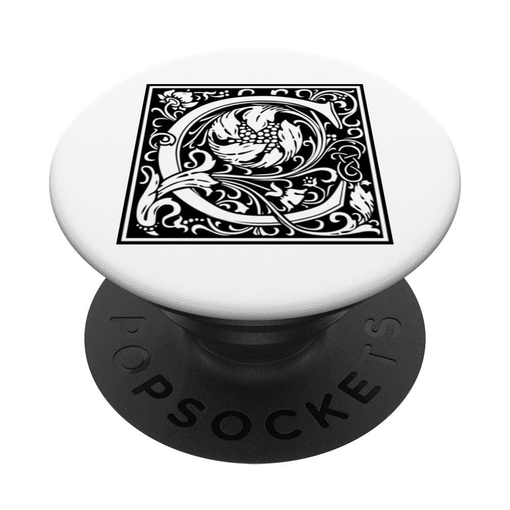 Vintage Decorative Monogram Letter C by William Morris PopSockets Swappable PopGrip