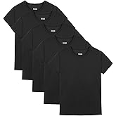 Juephe 5 Pack Boys/Kids/Teens Quick Dry Shirts Mesh Moisture Wicking Active Athletic Performance T-Shirts(Age 4-18Y)