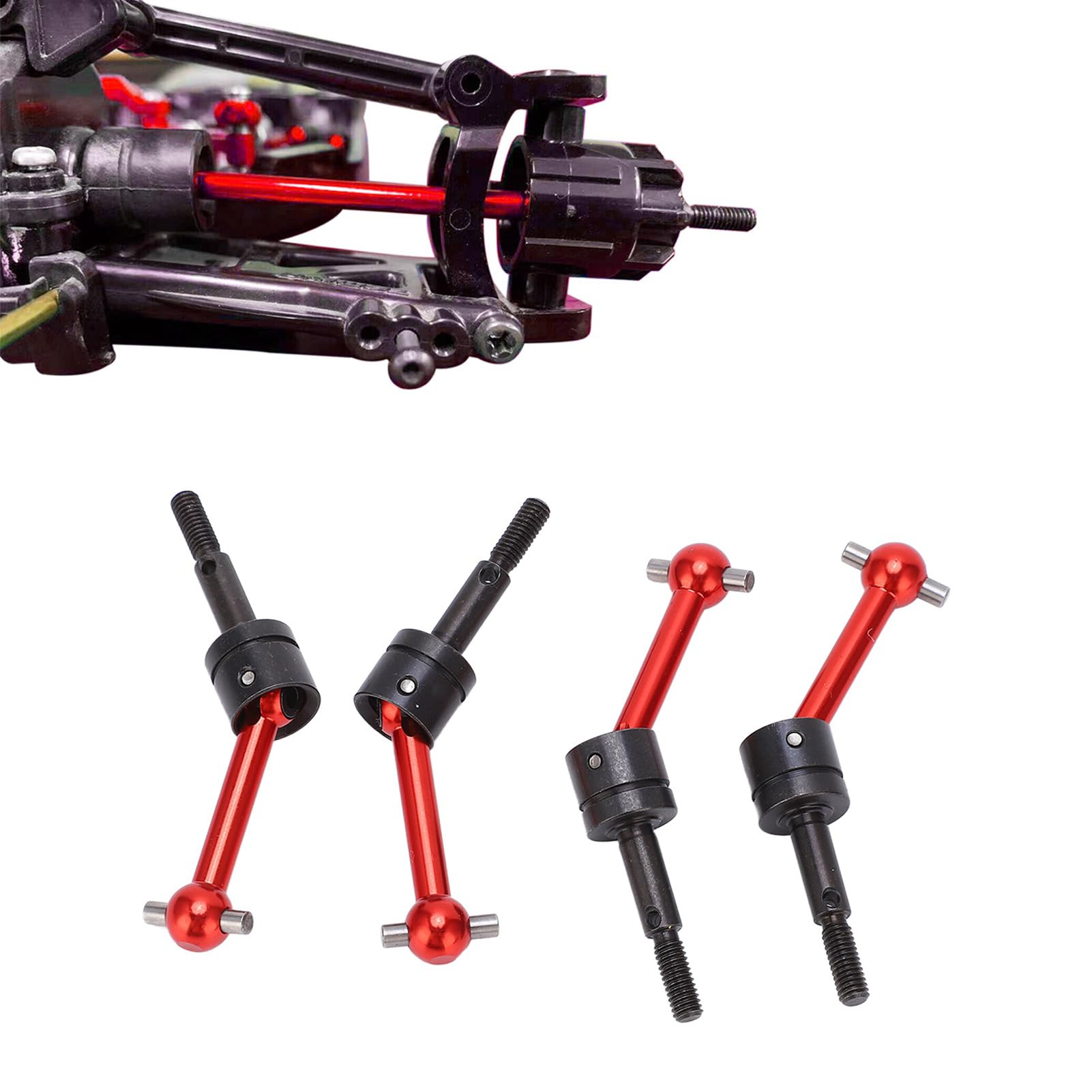 BONKZEBU Drive Shaft CVD for TT02,Wear Resistant Sturdy Metal Drive Shaft CVD,Easy to Install Disassemble TT02 Drive Shaft CVD,for TT02 1/10 RC Car (Red)