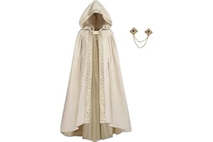 FCCAM FCCAM FCCAM Long Hooded Cloak for Women Suede Hooded Cape Medieval Renaissance Cloak Halloween Costume