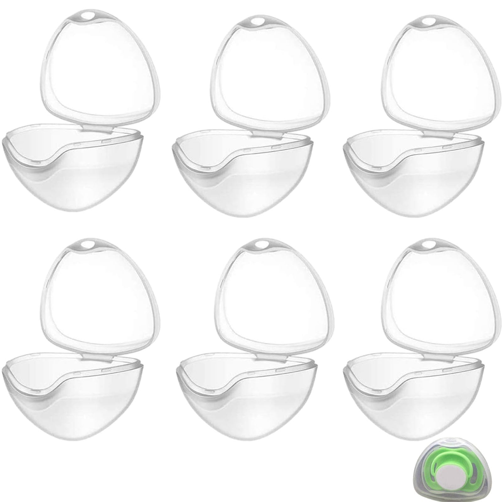 aqlbhz 6 Pack Clear Pacifier Storage Boxes for Travel & Family - Newborn