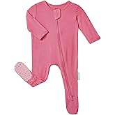 PurComfy Baby Zipper Footie Pajamas, Supersoft Bamboo Rayon Baby Footed Pjs Boy Girl 0-3-6-9-18-24 Month Coverall Sleepers