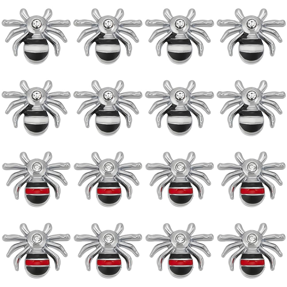 SUNNYCLUE 1 Box 32Pcs Silver Halloween Spider Slide Charms Gothic Beads Bulk Black Red Rhinestone Alloy Insect Spiders Spacer Beads Charms for jewellery Making Beading Kits Bracelets Diy Crafts Suppli