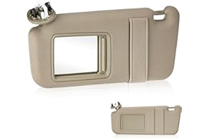 HKPARTS Left Driver Side Sun Visor SunVisor with Light for 2007-2011 Toyota Camry with Sunroof 74320-06800-B0 (Beige)