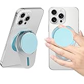 Grippopso for Magsafe Phone Grip, Magnetic Phone Grip Holder with Adjustable Stand, Magneticc Collapsible Phone Grip Stand Holder for Magnetic Soccket, for iPhone 17 16 15 14 13 12 Series,Clear Blue