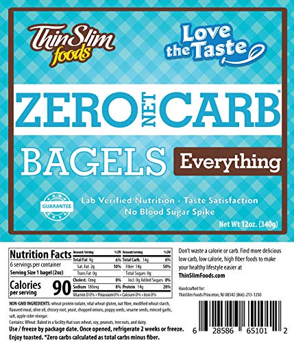 ThinSlim Foods 90 Calorie, 0g Net Carb, Love The Taste Low Carb Everything Bagels ...