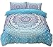 Meeting Story Mandala Bohemian Design 3Pcs Duvet Cover Set (Queen, Blue)