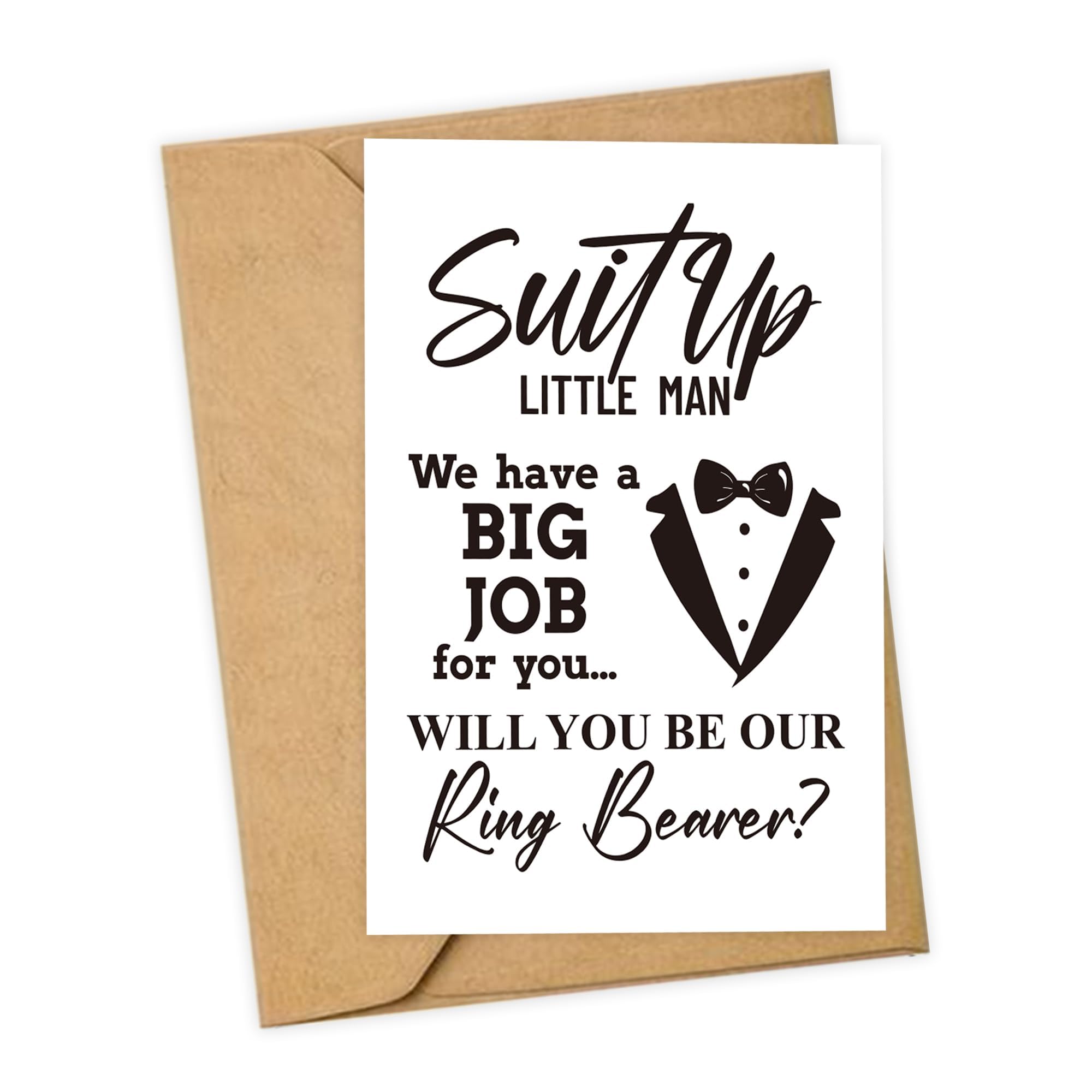 LADY&HOME Will You Be Our Ring Bearer Card,Ring Bearer Invitation Card,Ring Bearer Proposal Card (Set of 2-Waiter)