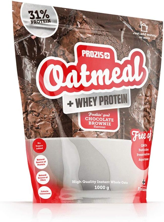 Prozis Oatmeal with Whey Protein 1000g - Cereals Charged High-Quality Carbohydrates & Satiating Fibre - Chocolate Brownie Flavour - Suitable for Vegetarians - Heart Friendly - 12 Servings …