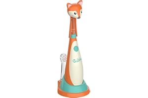 Brusheez Little Toddlers’ Sonic Toothbrush - Safe & Gentle Toothbrush for Ages 1-3 with Built-in, Light-Up 2-Minute Timer, Extra Brush Head, & Storage Base for First-Time Brushers (Fuzzy The Fox)