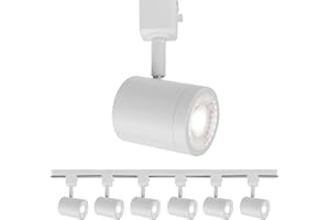 WAC Lighting Charge 8010 LED Adjustable Track Head 5-CCT Selectable 9W 865 Lumens Fully Dimmable in White for H-Style 3 Wire Track (Pack of 6)
