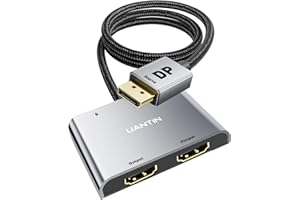 UANTIN DisplayPort to Dual HDMI Adapter | 4K 60Hz DP Source to HDMI Splitter Extended Display Adapter for Dual Monitors,Display Port Converter for NVIDIA, AMD Graphics Card