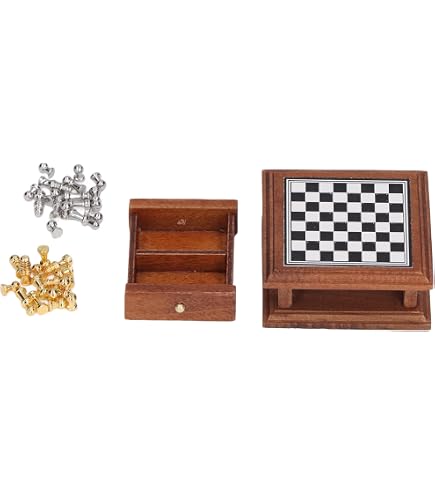 Melody Jane Dollhouse Chess Set - 1:12 Scale Miniature With Wooden Storage Drawer, 2 Inch Width - View #4