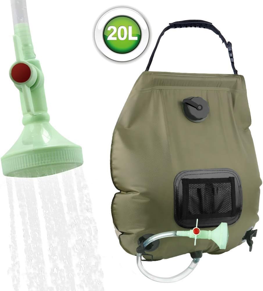 KIPIDA Solar Shower Bag,5 gallons/20L Solar Heating Camping Shower Bag with Removable Hose and On-Off Switchable Shower…
