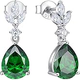 FATACI Women Earrings 925 Sterling Silver Leaf Teardop Dangle & Drop Earrings with 5A Cubic Zirconia for Mom Mother Wife Daughter Grandma Jewelry