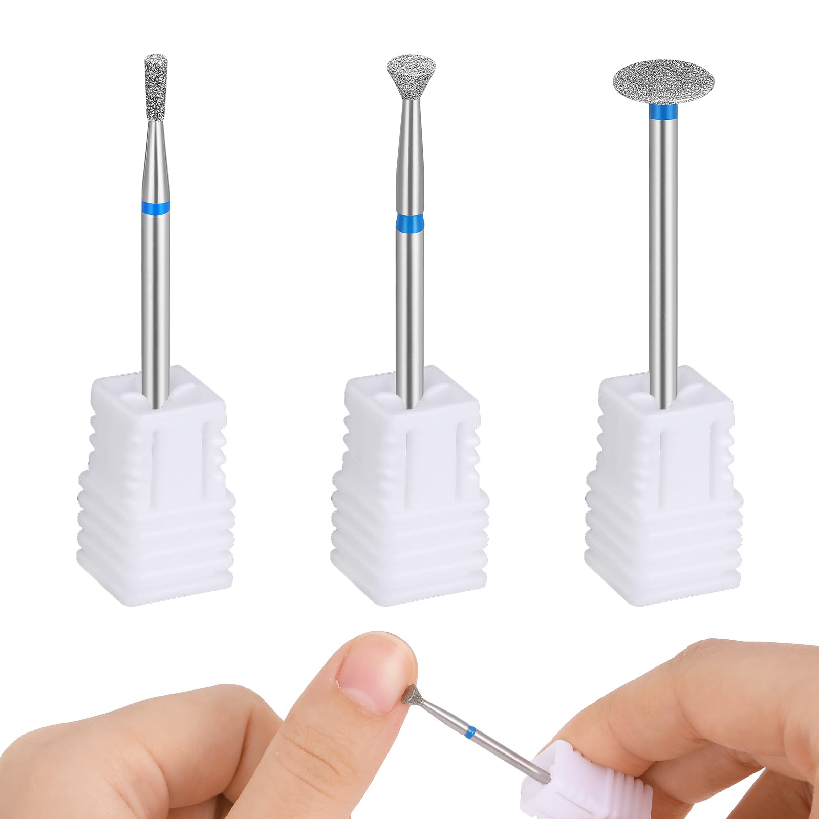 3Pcs Nail Drill Bits for Acrylic Nails Cuticle Drill Bit Diamond Nail Drill Bit Professional Safety Cuticle Clean Drill Manicure Grinding Head Tools for Nail Art