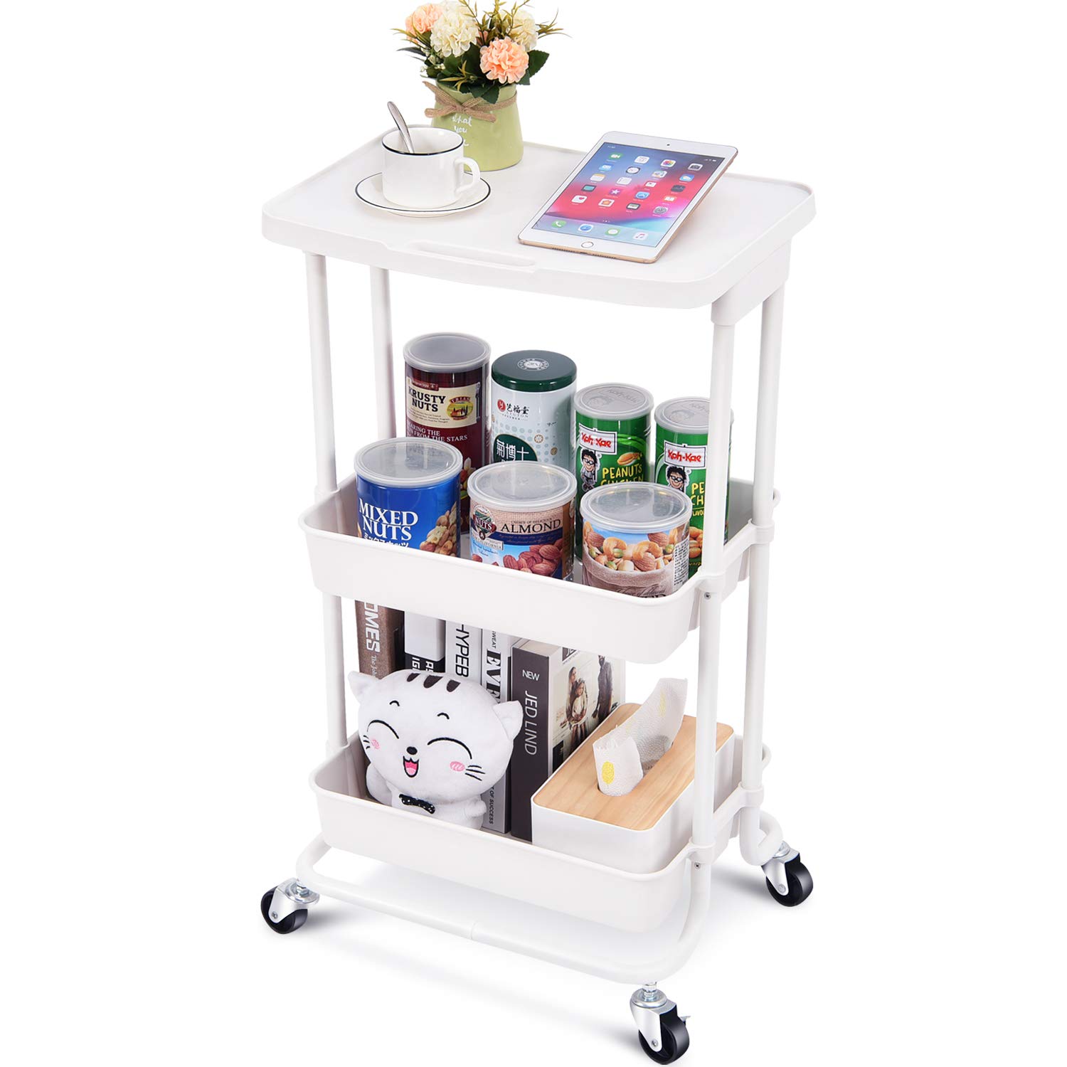 Kngrack-Carro-rodante-Carrito-de-Almacenamiento-de-3-Niveles-con-Ruedas-Carrito-de-Utilidad-con-Mesa-Carrito-de