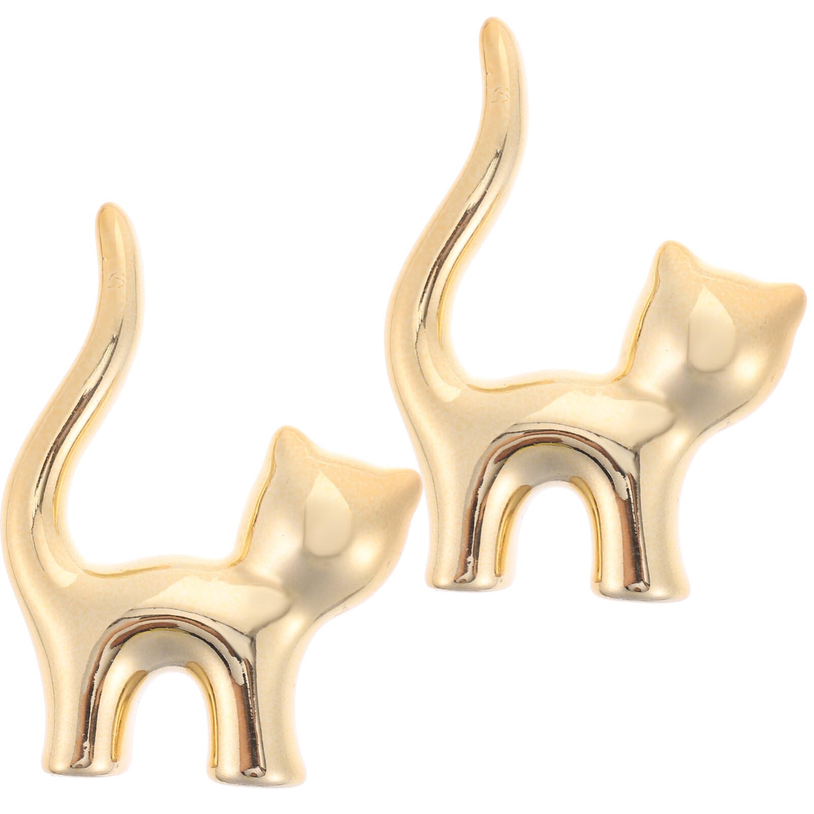 Ring Holder Ceramic Cute Cat Figure Ring Stand Jewellery Stand Jewellery Holder Finger Rings Display for Jewellery Photography Women Girls Birthday Pack of 2 (Silver) golden
