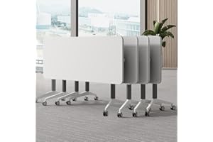 MXESPOIR 4PCS Conference Table, Folding Conference Room Tables with Flip-Top Design, Mobile Seminars Dynamic Meetings Training Tables for Offices, Classrooms, and Meeting Room (4 Pack, 47.2" * 23.6" * 29.5")