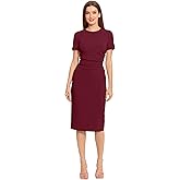 Maggy London Womens Short Sleeve Ruched Midi