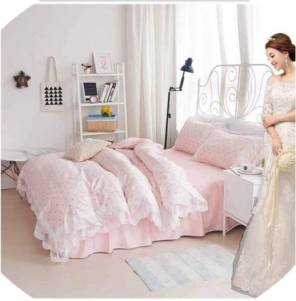 Amazon Com Korean Princess Bedding Set Cotton 4pcs Girls Lace