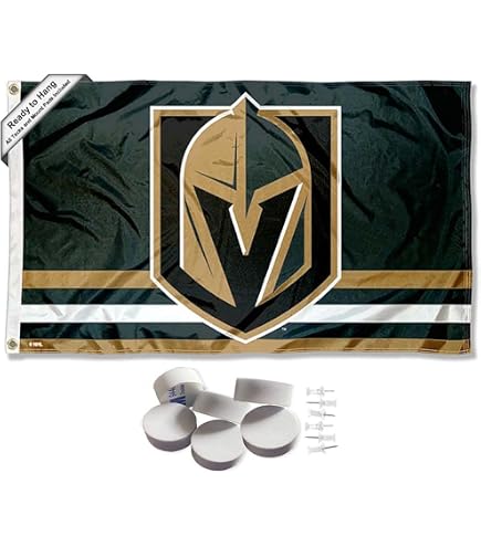 WinCraft Set Bandiera Da Giardino Vegas Golden Knights Con Supporto In Acciaio - 31,8x45,7 Cm - Ufficiale NHL