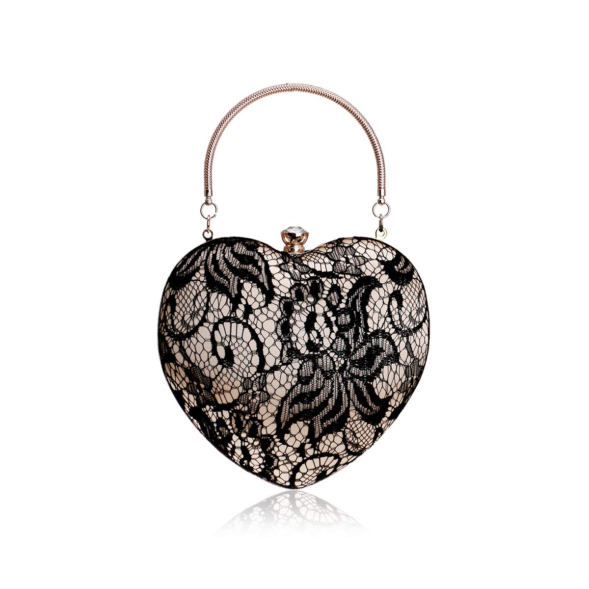 NICOLE & DORIS Women's Evening Bags - Exquisite Lace Satin Banquet & Party Hand Purse with Chain