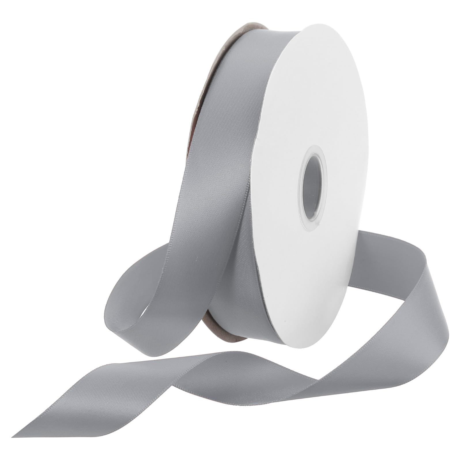 Rebower 25mm Satin Ribbon 46m Thick Double Face Grosgrain Silk Ribbon, [for Gift Wrapping, Hair Bows, Wedding, Cake, Flower] - 50 Yard/150ft/ Steel Grey — image 1